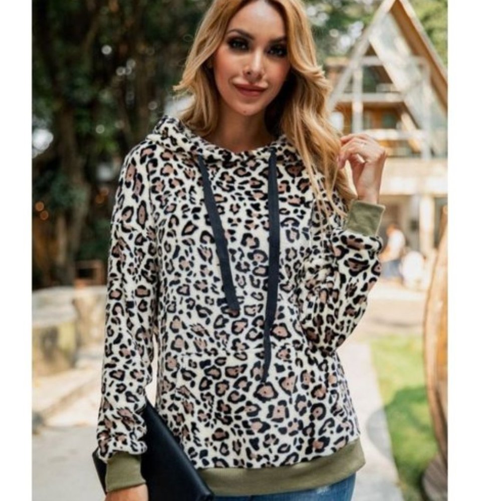 Leopard Print Hooded Sweater